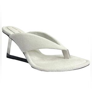 Good American White Terry Thong Glass Heel Wedges Size 10